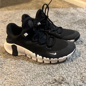 Nike Black Mesh Athletic Shoes with White Soles